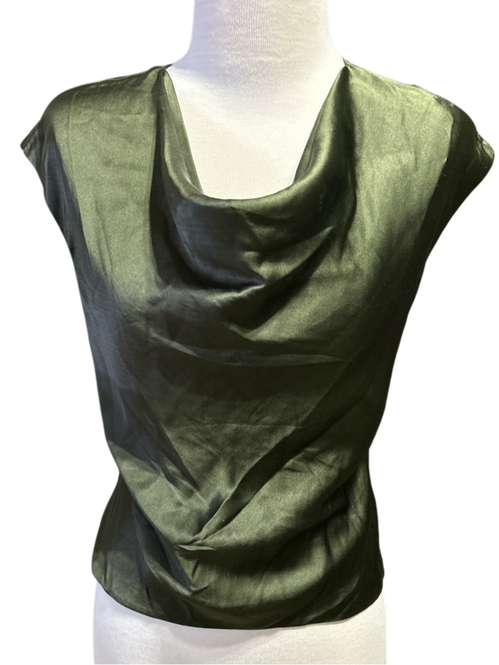 Armani Collezioni Olive Green Cowl Neck Blouse Sz 4
